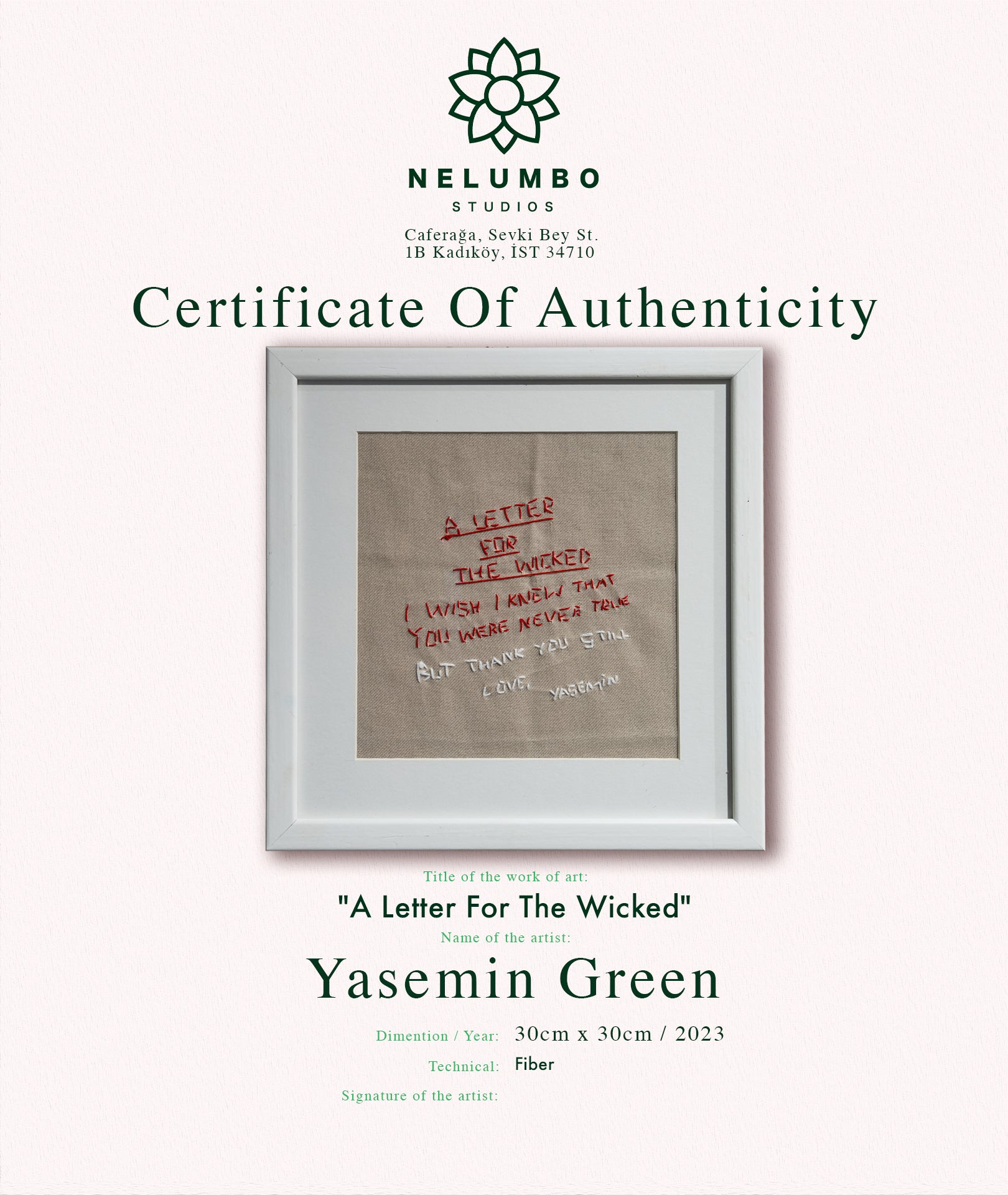 Yasemin Green | "A Letter For The Wicked"