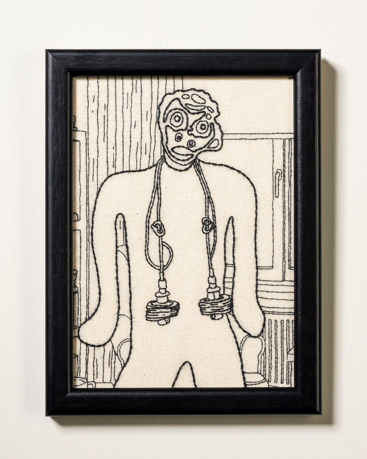 Dilara Altınkepçe Arslan, Dren Dilara, 2026. ENV.NO.26.003.112. Ham pamuk kumaş üzerine iplik. / Dilara Altınkepçe Arslan, Drain Dilara, 2026. ENV.NO.26.003.112. Thread on raw cotton fabric.